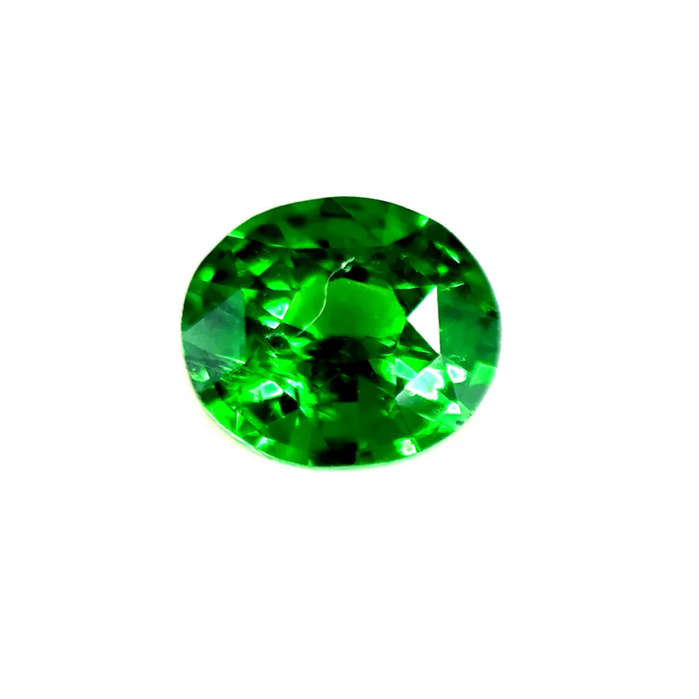1.1ct Vivid Green Garnet VVS Oval Shape (6.91x5.91x3.82 mm) Unheated gemstone from Sri Lanka