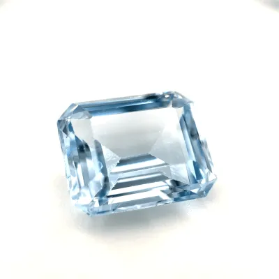 6.5ct Light Blue Topaz Flawless (fl) Fluorescence Emerald Cut (10x11.09x5.9 mm) Unheated gemstone