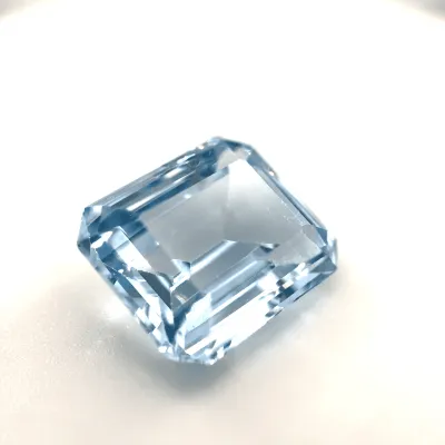 6.5ct Light Blue Topaz Flawless (fl) Fluorescence Emerald Cut (10x11.09x5.9 mm) Unheated gemstone