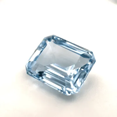 6.5ct Light Blue Topaz Flawless (fl) Fluorescence Emerald Cut (10x11.09x5.9 mm) Unheated gemstone